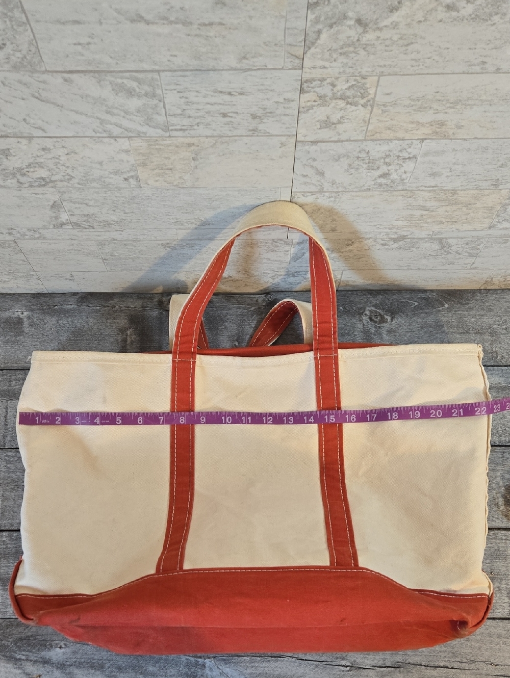L.L. Bean Vintage Boat And Tote Canvas Bag XL Zipper Closure - Picture 10 of 11